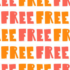 Free. Trendy lettering with pop art seamless text. Seamless texture. Vintage background poster. Geometric art seamless pattern. Fashion graphic print