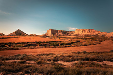 Naklejka premium Badlans of Navarre (Bardenas Reales de Navarra) dessert at the south of Basque Country.