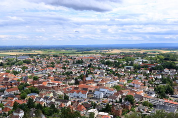 Fototapeta na wymiar City Bad Bergzabern in the rhineland palatinate from above