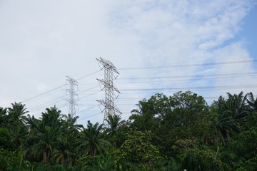Pylons and transmission lines in Malaysia