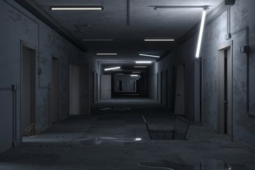 Post apacalypse corridor of the secret laboratory