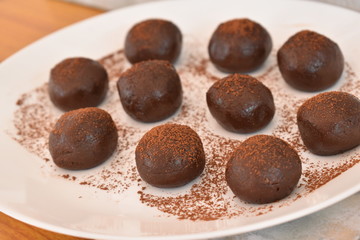 chocolate truffles on a plate