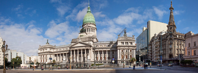 Congress building in Buenos Aires, Argentina, on a quiet sunny  Sunday morning
