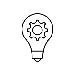 Vector innovation icon. Light bulb and cog inside. Premium quality graphic design element. Modern sign, linear pictogram, outline symbol, simple thin line icon