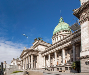 Congress building in Buenos Aires, Argentina, on a quiet sunny  Sunday morning