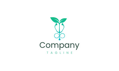 Stethoscope logo design template, stethoscope and leaf shape