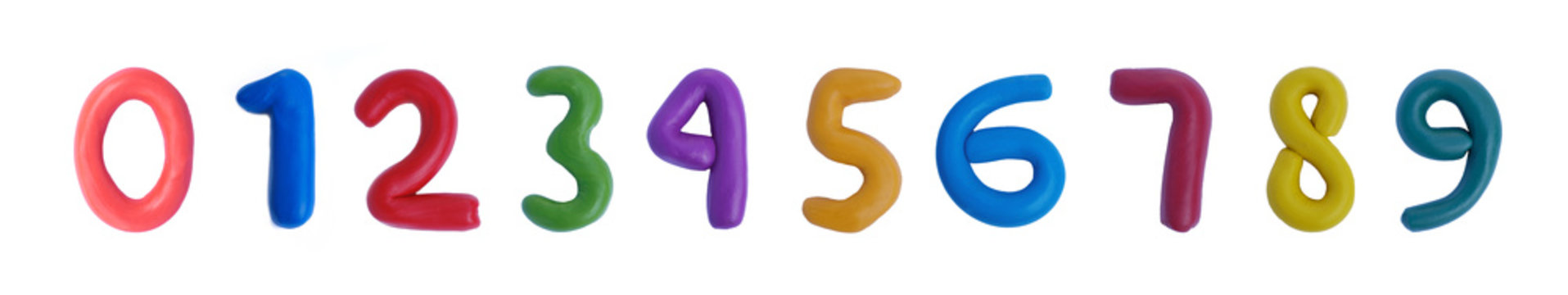 colored numbers from plasticine on a white background