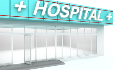 3D illustration of a hospital