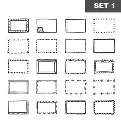 Frame doodle hand drawn sketch. Vector Frames set - Cartoon style.
