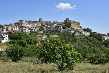 Fototapeta na wymiar Panoramic view of Altomonte, a rural village in the mountains of the Calabria region.