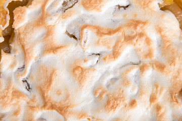 Pear pie with cream, homemade delicious pastries, dessert for breakfast, on a white table. Copy space.