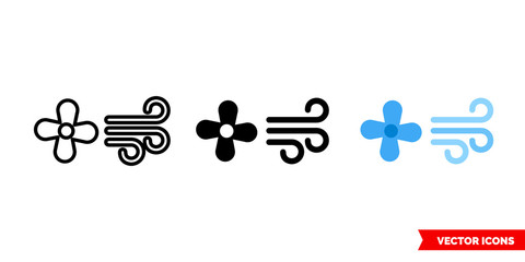 Air conditioning icon of 3 types color, black and white, outline. Isolated vector sign symbol.