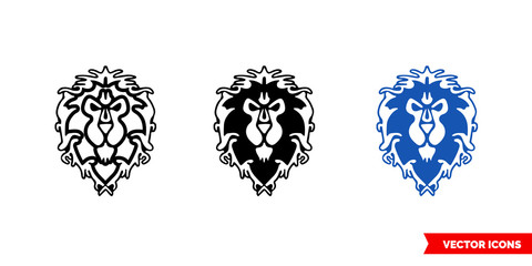 Alliance symbol icon of 3 types color, black and white, outline. Isolated vector sign symbol.