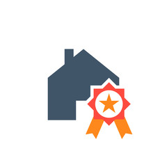 Best home. First place award icon. Prize for winner symbol.