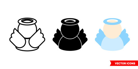 Angel icon of 3 types color, black and white, outline. Isolated vector sign symbol.