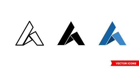 Ardor cryptocurrency icon of 3 types color, black and white, outline. Isolated vector sign symbol.