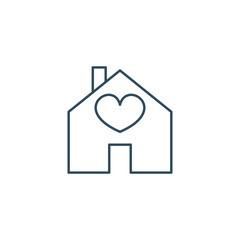 House with heart icon, vector sign. Favorite home rating symbol, logo illustration.
