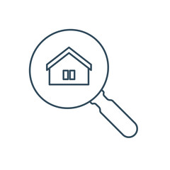 Search for house concept icon. House with magnifying glass icon