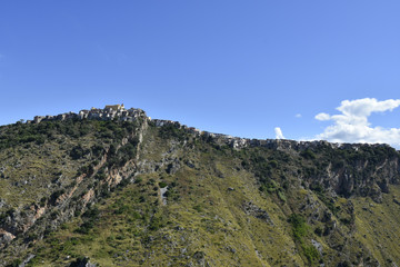 Panoramic view of Grisolia, a rural village in the mountains of the Calabria region.
