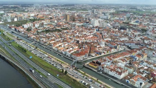 Aveiro. The Venice of Portugal. Aerial Drone Footage