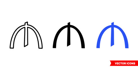 Azerbaijan manat icon of 3 types color, black and white, outline. Isolated vector sign symbol.