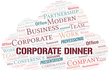 Corporate Dinner vector word cloud, made with text only.