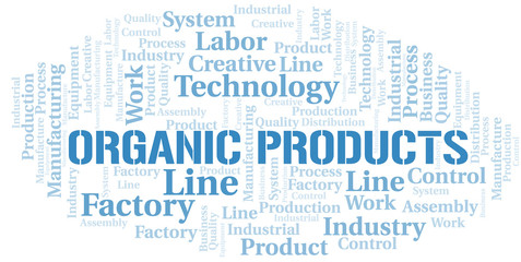 Organic Products word cloud create with text only.