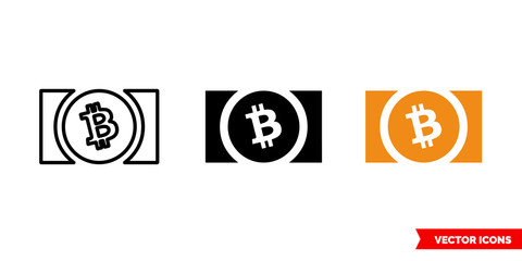 Bitcoin cash icon of 3 types color, black and white, outline. Isolated vector sign symbol.
