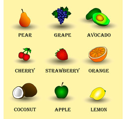 Fruit set. Vector fruits. Vector image