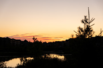 Fototapeta na wymiar Milton Mississauga brampton peel toronto region city sunrise skyline in Ontario Canada