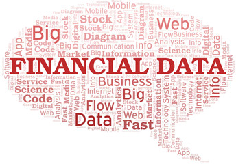 Financial Data vector word cloud, made with text only.