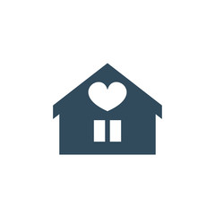 House with heart icon, vector sign. Favorite home rating symbol, logo illustration.