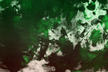 creative grunge green randomly painted canvas, fabric with color paint spots and blots texture for any purposes.