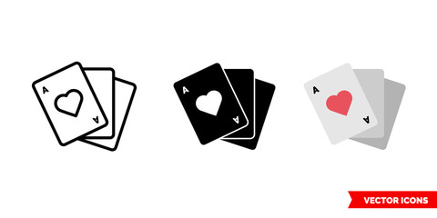 Card icon of 3 types color, black and white, outline. Isolated vector sign symbol.