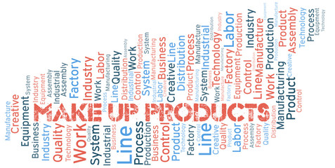 Make Up Products word cloud create with text only.