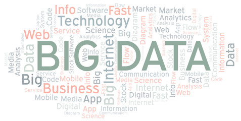 Obraz premium Big Data vector word cloud, made with text only.
