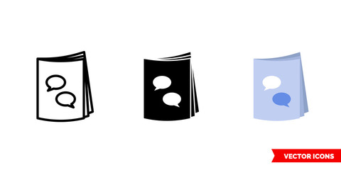 Comics icon of 3 types color, black and white, outline. Isolated vector sign symbol.