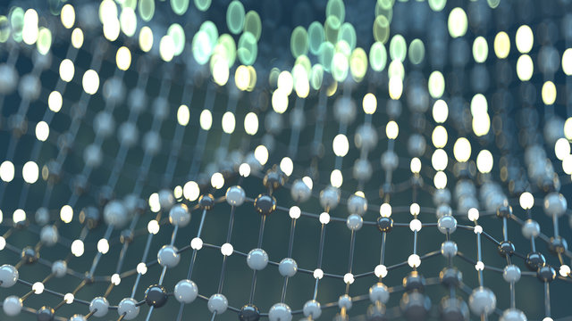 Floating mesh of network abstract 3D render illustration