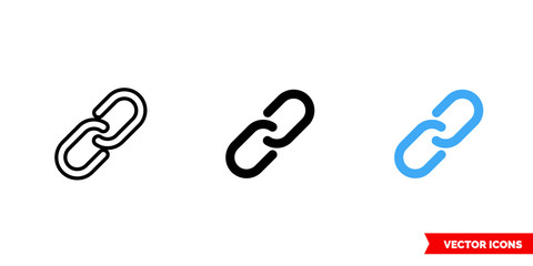 Connect link icon of 3 types color, black and white, outline. Isolated vector sign symbol.