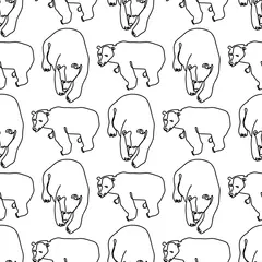 Wall murals One line Vector seamless pattern with one line polar bears