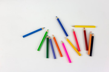 Colour pencil isolated on white background. close up.