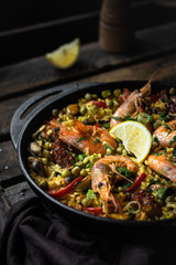 Spain rice dish - seafood paella 