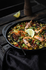 Spain rice dish - seafood paella 