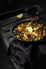 Spain rice dish - seafood paella 