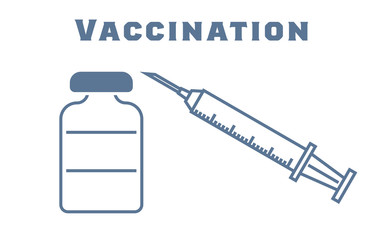 ワクチン接種の注射器と小瓶のイラスト