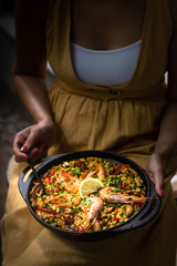 Spain rice dish - seafood paella 