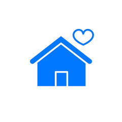 House with heart icon, vector sign. Favorite home rating symbol, logo illustration.