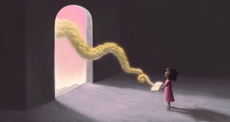 Girl with imagination book , education concept painting  © Jorm Sangsorn
