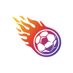 Fototapeta premium Soccer Football Fire Logo Template Design Vector, Illustration