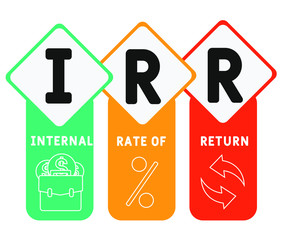 IRR - internal rate of return. acronym business concept. vector illustration concept with keywords and icons. lettering illustration with icons for web banner, flyer, landing page, presentation
